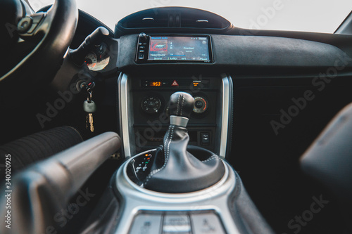 modern car interior with black and grey trim toyota 86