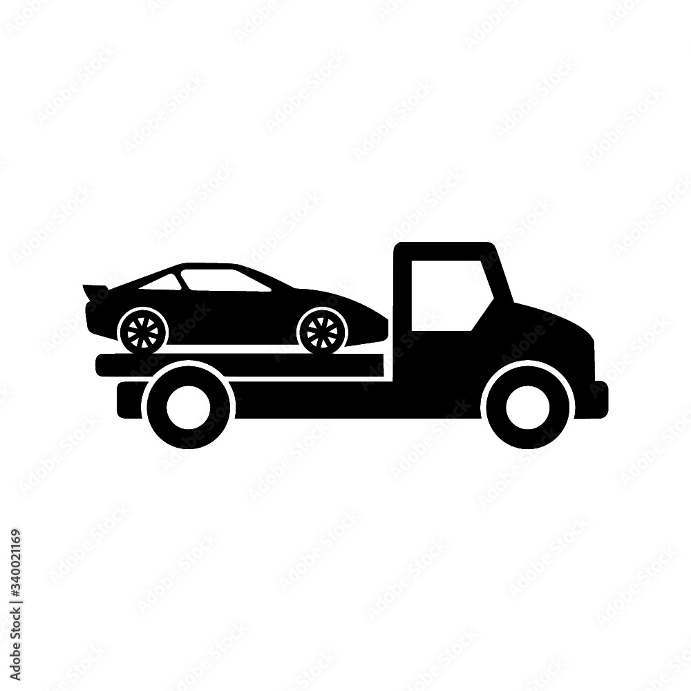 Tow truck icon, Towing truck with car sign isolated on white background