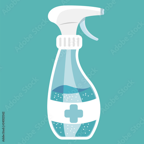 Anti-Bacterial Sanitizer Spray. Spray bottle icon. Alcohol spray. Household Chemicals. Infection control concept, Coronavirus, 2019-nCoV, flu, virus. Flat vector