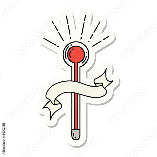 sticker of tattoo style glass thermometer