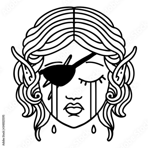 crying elf rogue character face illustration