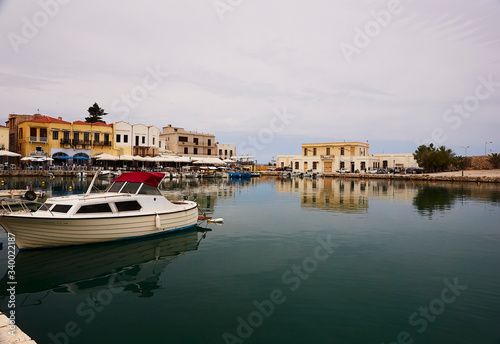 RETHYMNO, THE CRETE ISLAND, GREECE - MAY 30, 2019: The view at the seaharbour of Rethymno. © Helga