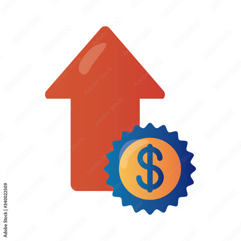 price hike in seal with arrow up infographic degradient style price hike in seal with arrow up infographic degradient style