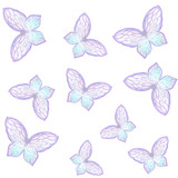 Hand drawn watercolor butterfly pattern on white background