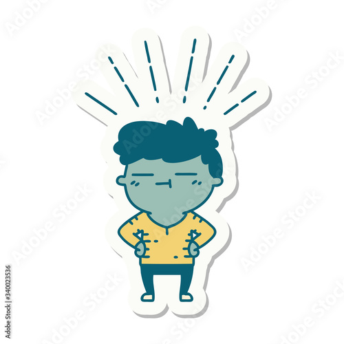 sticker of tattoo style happy man