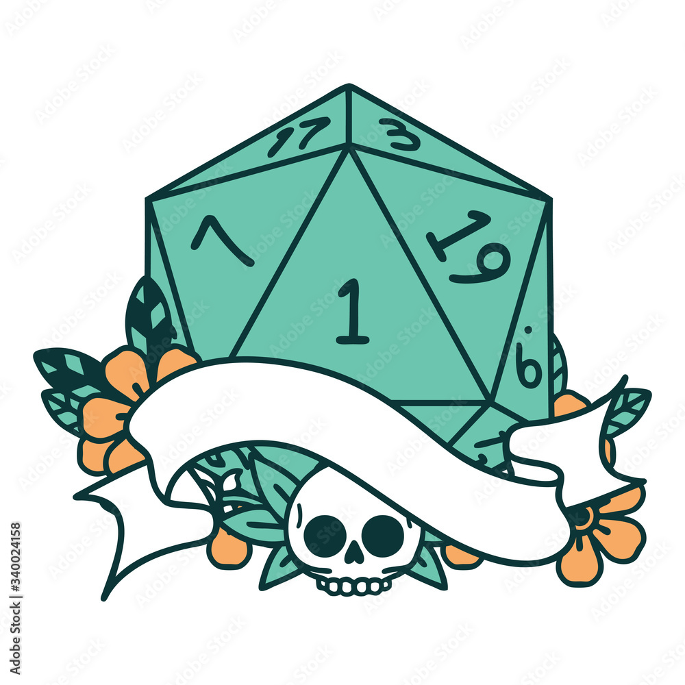 natural one d20 dice roll illustration natural one d20 dice roll illustration