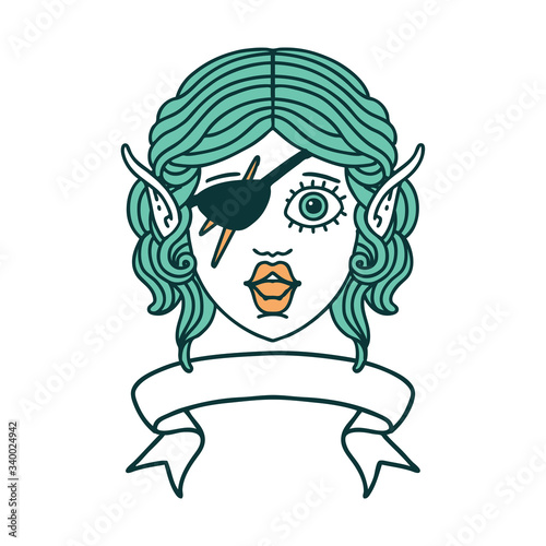 Bild auf Leinwand elf rogue character face with banner illustration