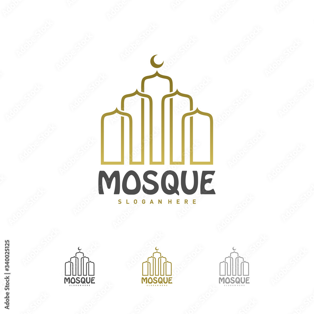 Mosque Logo Design Template Vector, Emblem, Concept Design, Creative Symbol, Icon