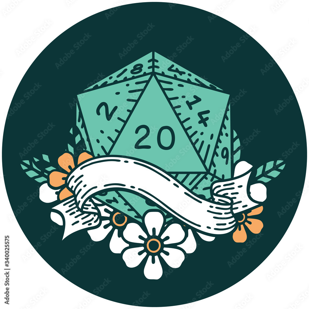 natural twenty D20 dice roll icon natural twenty D20 dice roll icon