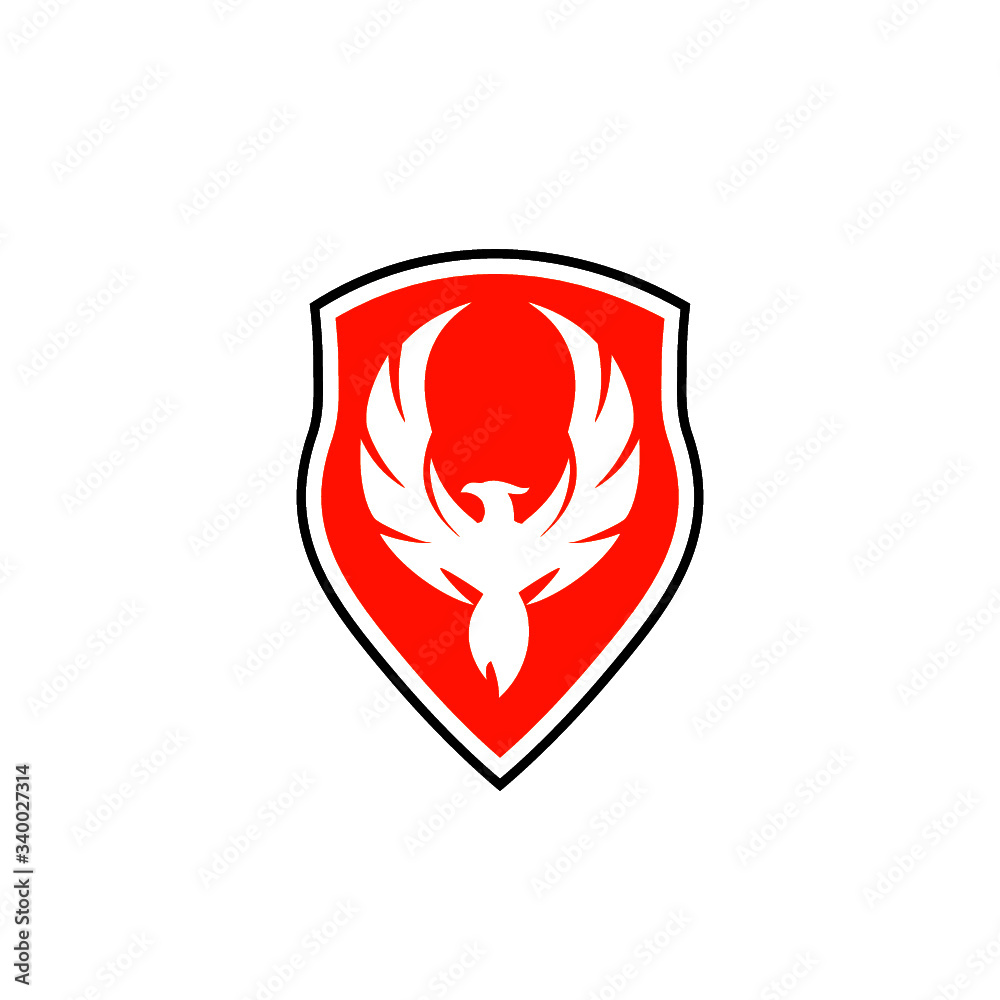 Bird and shield icon design isolated on white background. Phoenix logo design illustration. Falcon logo Bird and shield icon design isolated on white background. Phoenix logo design illustration. Falcon logo