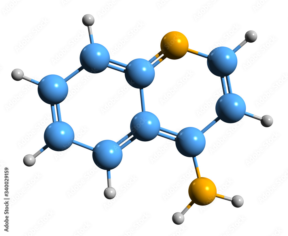 3D image of 4-Aminoquinoline skeletal formula - molecular chemical structure of Quinolin-4-amine isolated on white background
3D image of 4-Aminoquinoline skeletal formula - molecular chemical structure of Quinolin-4-amine isolated on white background