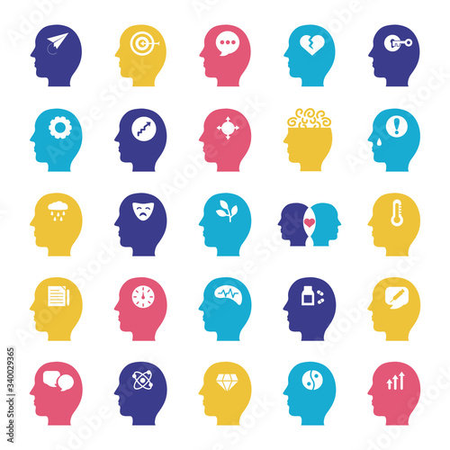bundle of profiles mental health silhouette style icon