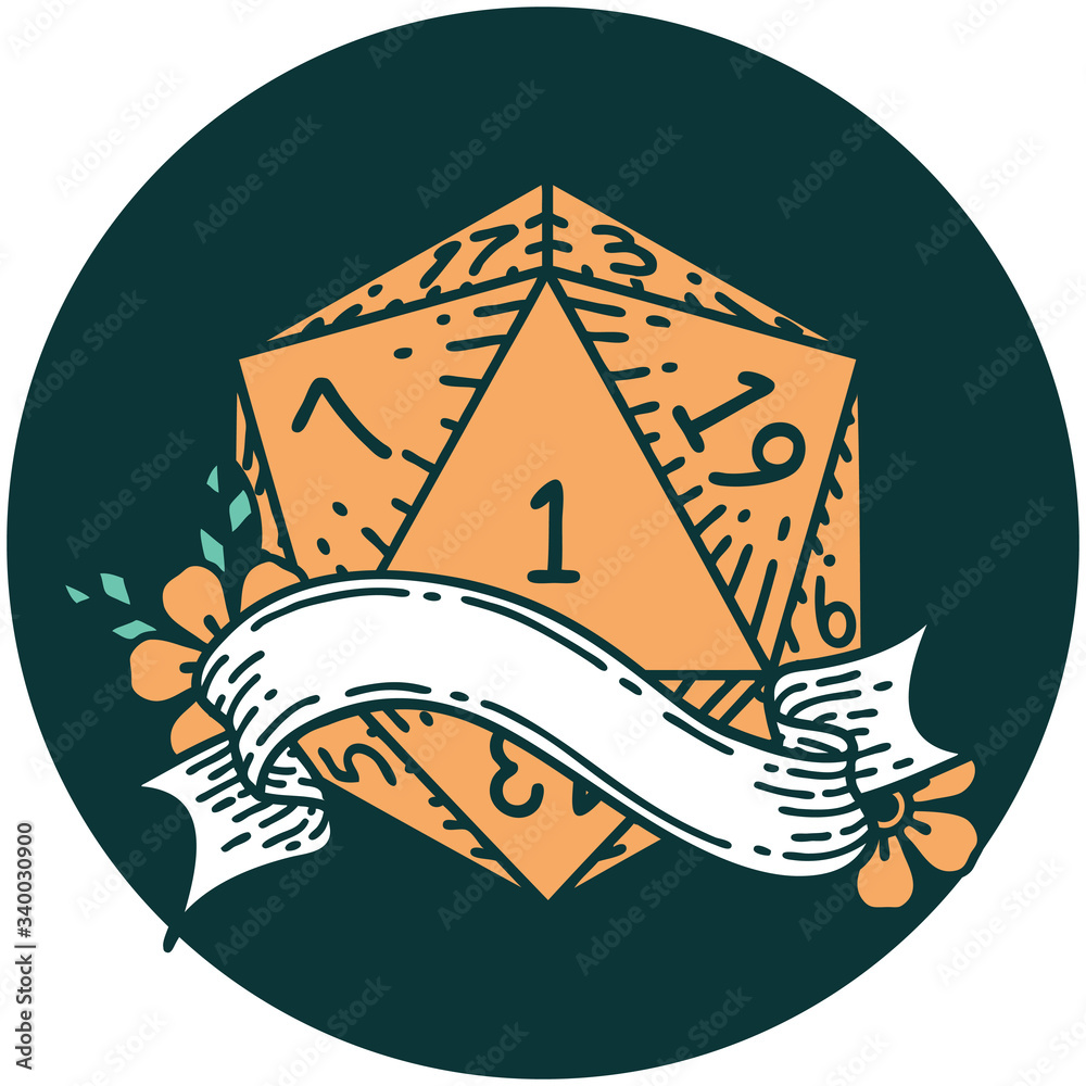 natural one d20 dice roll icon natural one d20 dice roll icon
