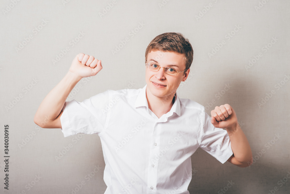 Casual man winning and celebrating Casual man winning and celebrating