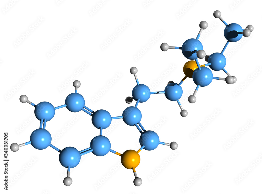 3D image of 4-HO-DET skeletal formula - molecular chemical structure of 4-hydroxy-diethyl-tryptamine, isolated on white background
3D image of 4-HO-DET skeletal formula - molecular chemical structure of 4-hydroxy-diethyl-tryptamine, isolated on white background