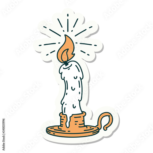 sticker of tattoo style spooky melting candle