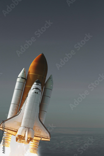 Spaceship launch in clouds.  The elements of this image furnished by NASA.