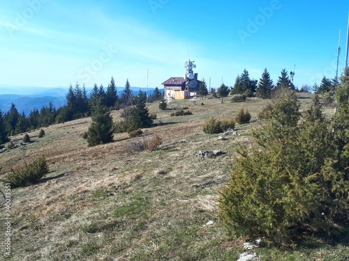 Old mountain lodge on the top of mountain