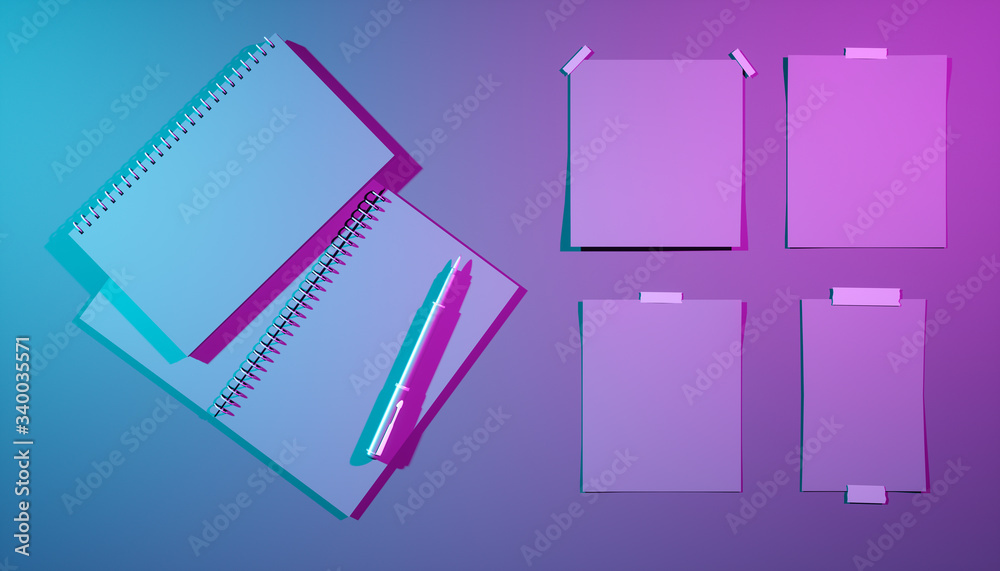 close-up note paper in ultraviolet lighting close-up note paper in ultraviolet lighting