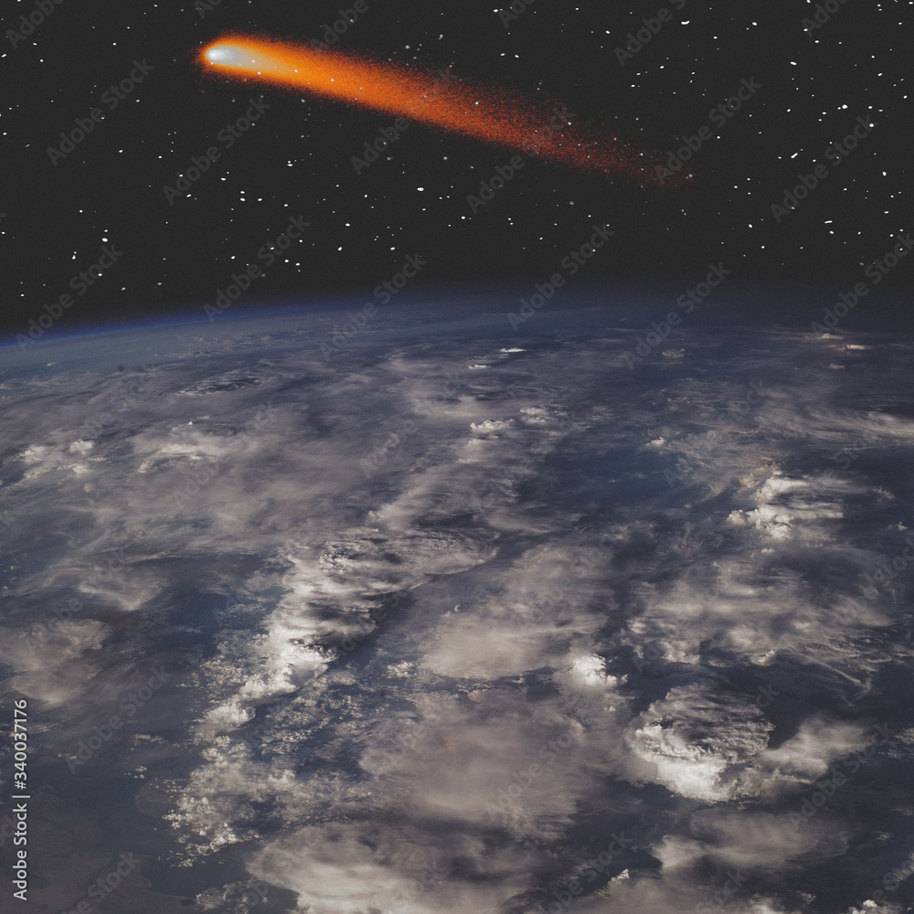 Comet over the earth. Meteor rain. The elements of this image furnished by NASA. Comet over the earth. Meteor rain. The elements of this image furnished by NASA.