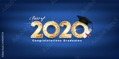 Class of 2020 Vector text for graduation gold design, congratulation event, T-shirt, party, high school or college graduate. bold lettering for greeting, invitation card