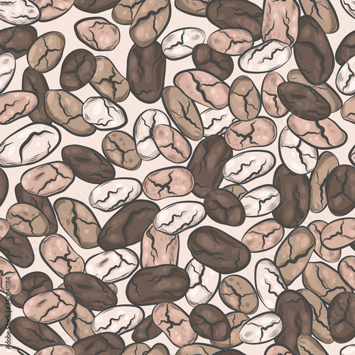 Chia seeds vector seamless pattern. Hand drawn chia seamless background.
