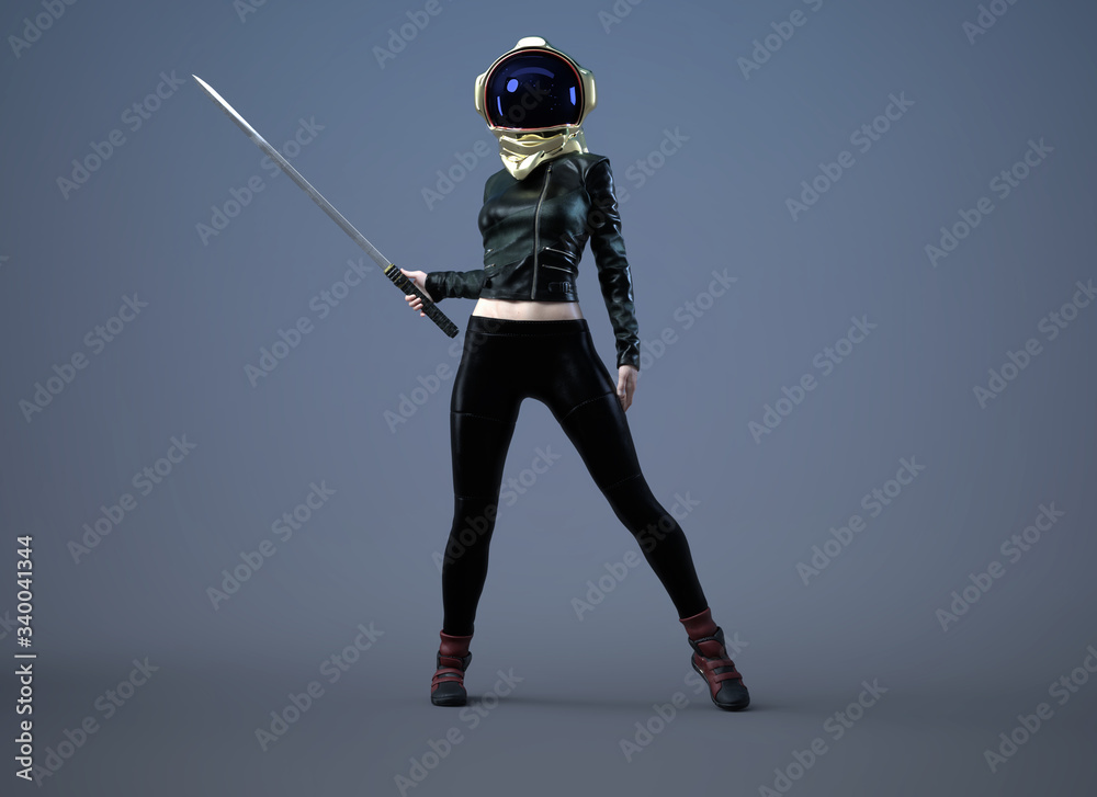 warrior with sword and gold helmet challenge - 3d rendering