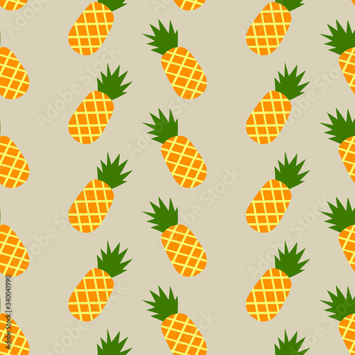 Seamless abstract summer pattern with pineapples. Flat vector illustration.