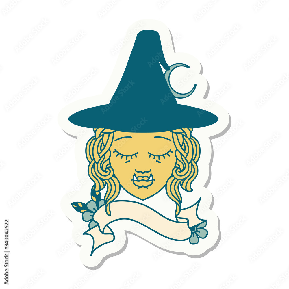 half orc witch character face sticker half orc witch character face sticker