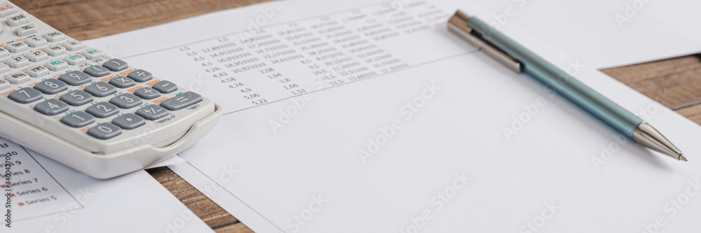 Wide view image of annual financial report paper Wide view image of annual financial report paper
