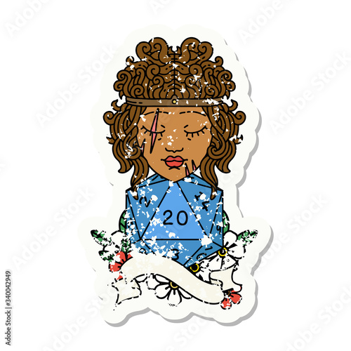 human barbarian with natural 20 dice roll illustration