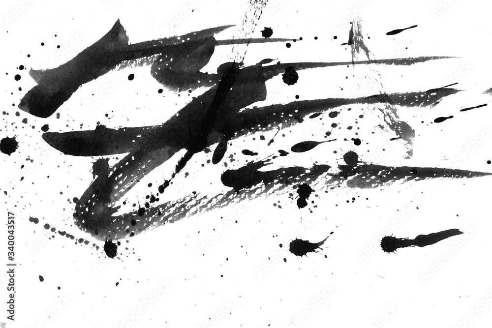 Abstract ink texture japan style, abstract ink background, abstract grunge texture, black paint stroke texture on white paper Abstract ink texture japan style, abstract ink background, abstract grunge texture, black paint stroke texture on white paper