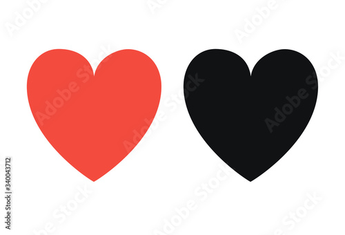 Collection of heart illustrations, Love symbol icon set, love symbol. Like and Heart icon. Live stream video, chat, likes. Social nets like red heart web buttons isolated on white background. 