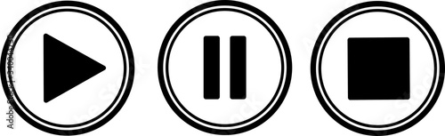 Play, pause and stop buttons