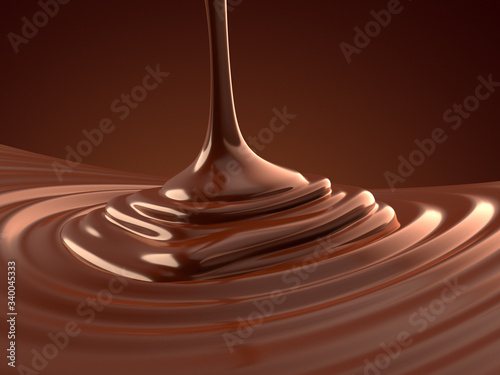 Pouring hot chocolate 3d illustration