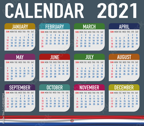 Paraguay Calendar with flag. Month, day, week. Simply flat design. Vector illustration background for desktop, business, reminder, planner