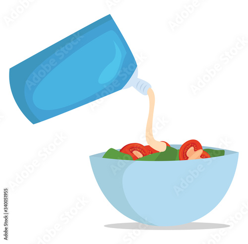 Salad dressing, illustration, vector on white background