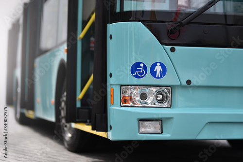 symbols on body of city bus of disabled and elderly