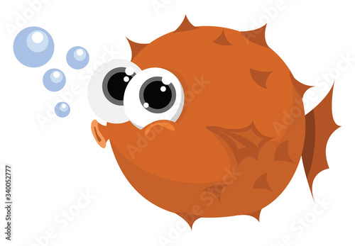 Puffer fish, illustration, vector on white background