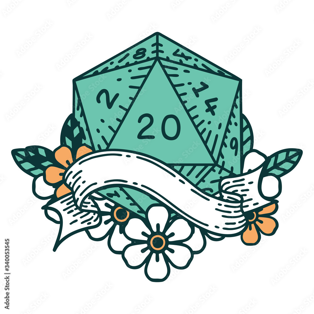 natural twenty D20 dice roll illustration