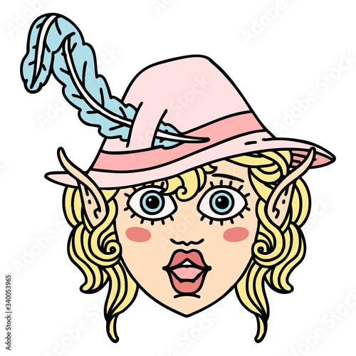 elf bard character face illustration