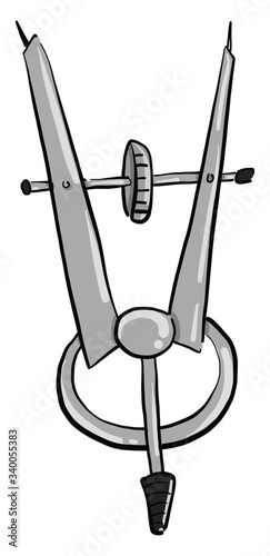 Metal math compass, illustration, vector on white background
