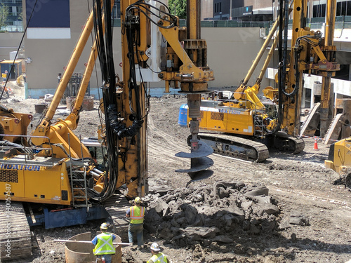 Foundation Auger Rig on Construction Site 
