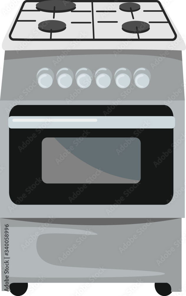 Vetor de Gas stove, illustration, vector on white background do Stock
