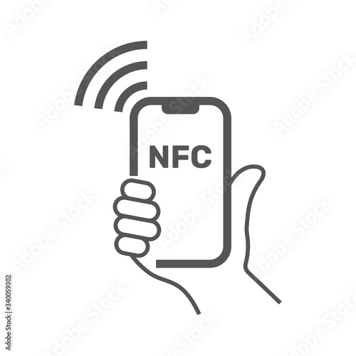 NFC illustration. Mobile payment. NFC smart phone concept flat icon. Vector Illustration. EPS 10.