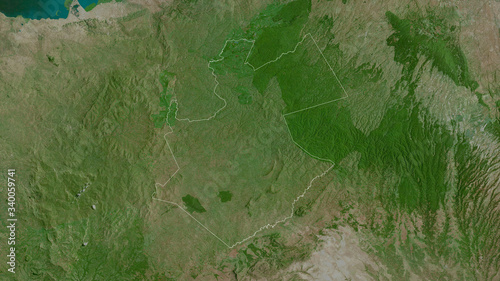 Bomet, Kenya - outlined. Satellite photo