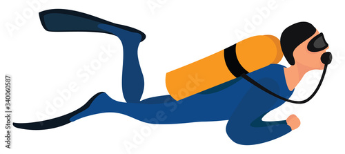 Man diving underwater, illustration, vector on white background