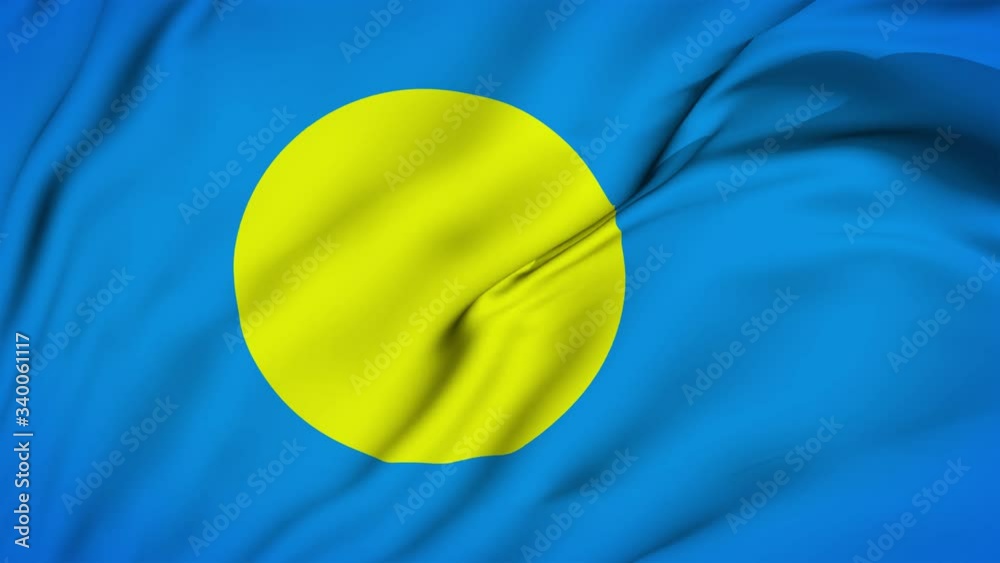 palau flag is waving 3D animation. palau flag waving in the wind ...