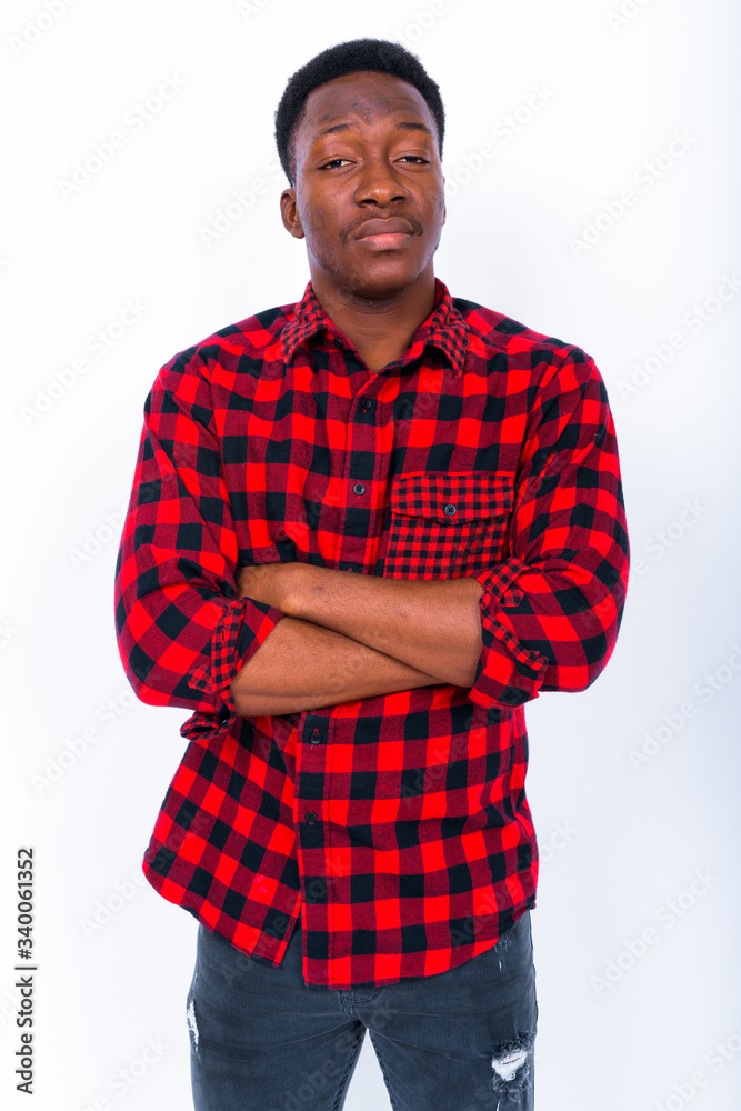 Young handsome African man against white background Young handsome African man against white background