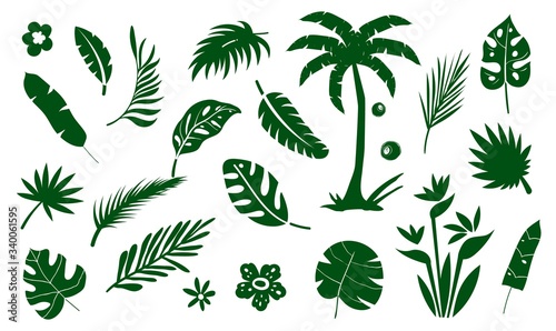 Palm tree collection flat icon.